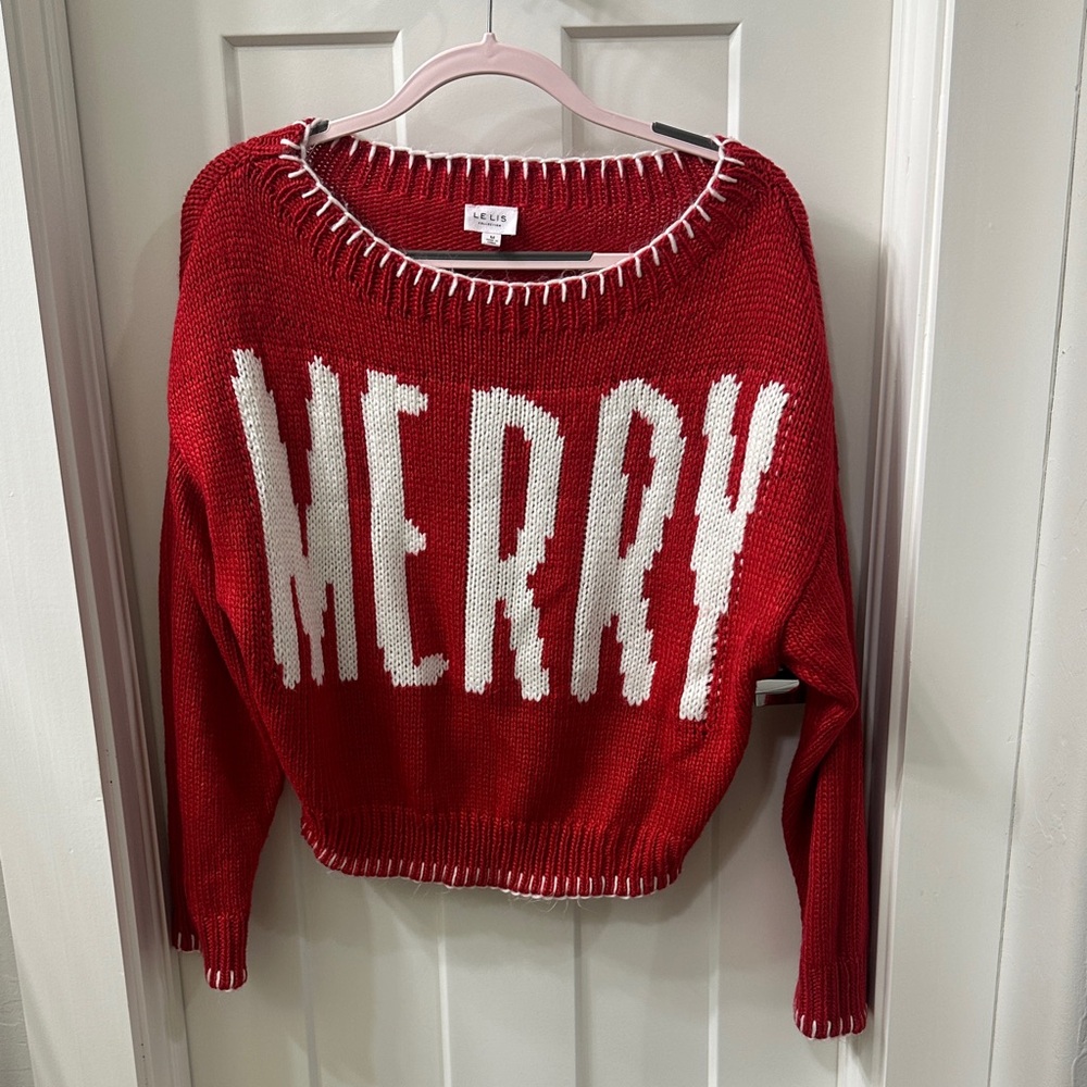 LeLis Red 'Merry' Wide Neck Sweater M